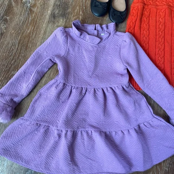 Hanna Andersson Purple Dress and Heart Sweater Set - Picture 4 of 16